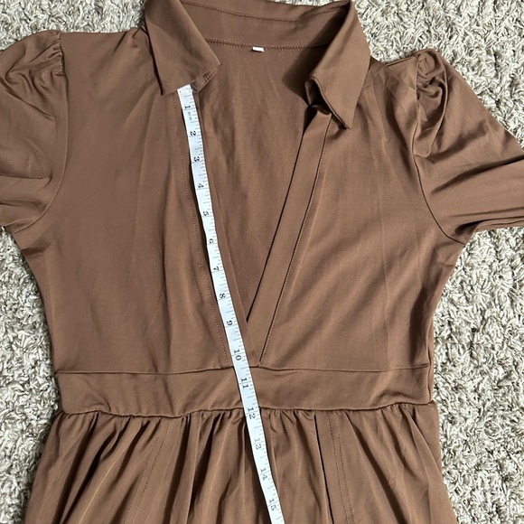 NWOT LONG BROWN DRESS WITH DOUBLE THIGH SPLITS - Picture 9 of 12